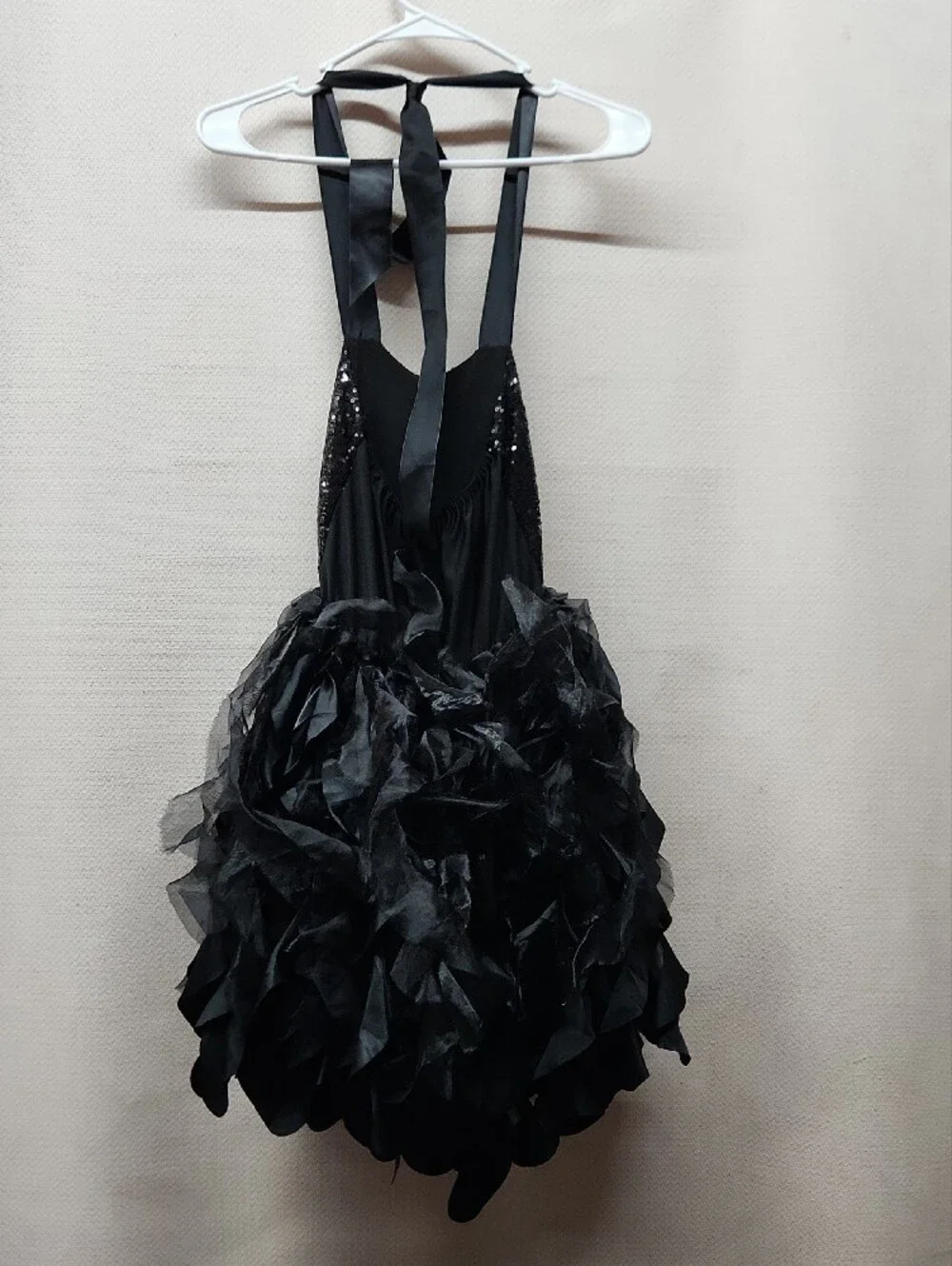 Black Sequin Tutu Dress Costume with Satin Straps
